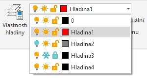 Seznam hladin a přiřazení hladiny objektu